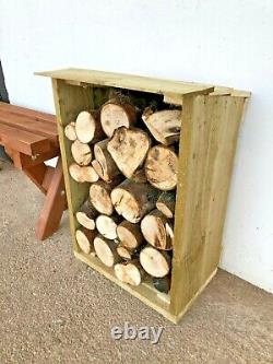 Heavy Duty Hand Made Small Wooden Log Store Treated Timber Wood Firewood