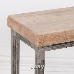 Iron Frame Log Store Side Table With Wooden Top