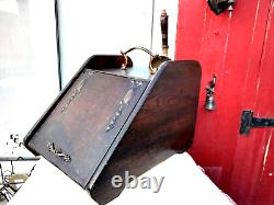 LARGE VINTAGE WOODEN COAL / LOG / STORAGE BOX with BRASS HANDLE AND SHOVEL