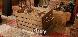 LOG BASKET / FIRE WOOD STORE / FIREPLACE KINDLING BOX Old Wooden Apple Crate