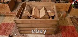LOG STORE Old Wooden Apple Crate FIREPLACE KINDLING BOX FIRE WOOD STORAGE 
