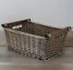 Large 50cm Rectangle Willow Wicker Storage Or Log Basket With Wooden Handles