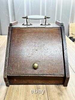 Large Antique Wooden Log Bin Coal Purdonium Edwardian Fireside Storage Box