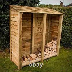 Large Double Tall Wooden Log Store, Firewood Storage, Outdoor Wood Store