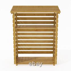 Large Firewood Log Store Rack Fireplace Wood Holder Wooden Storage Shed with Shelf