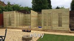 Large Garden Shed With Log Store Pent Roof Wooden Outdoor Summer House 30x10ft