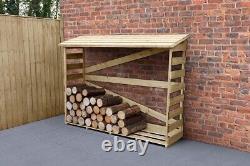 Large Pressure Treated Wooden Slatted Log Store