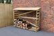 Large Pressure Treated Wooden Slatted Log Store