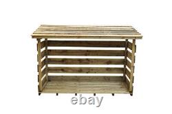Large Slatted Wooden Outdoor Log Wood Store