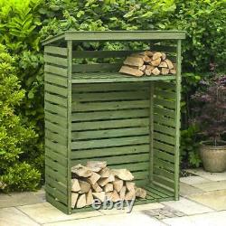 Large Wooden Garden Outdoor Log Firewood Burner Store Storage Unit Shed Shelf