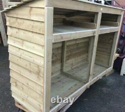 Large Wooden Log Store, 4ft hi x 6ft wide 2Ft Deep, Heavy Duty, fully Assembled