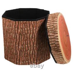 Log Lid Wooden Pile Storage Stool Multi-functional Space-saving