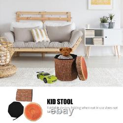 Log Lid Wooden Pile Storage Stool Multi-functional Space-saving