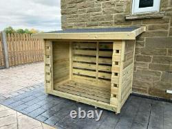 Log Store Wooden Garden Pent Outdoor Patio Storage Heavy Duty 16mm