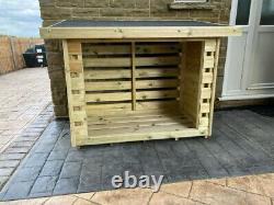 Log Store Wooden Garden Pent Outdoor Patio Storage Heavy Duty 16mm