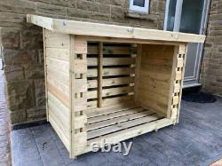 Log Store Wooden Garden Pent Outdoor Patio Storage Heavy Duty 16mm