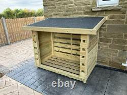 Log Store Wooden Garden Pent Outdoor Patio Storage Heavy Duty 16mm