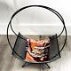 Mid Century Modern Hoop Magazine Rack Log Fireplace Wood Log Holder Black Vtg