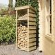 Natural Wooden Narrow Log Storage Outdoor Timber Store Shed Tall Firewood Garden