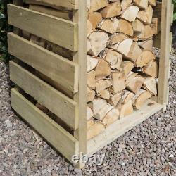 Natural Wooden Narrow Log Storage Outdoor Timber Store Shed Tall Firewood Garden