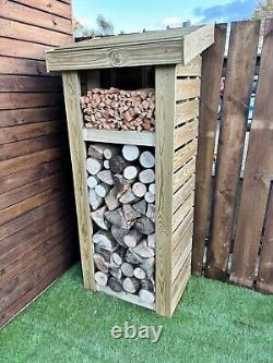 New Narrow Outdoor Wooden Heavy Duty Log Kindling Store 62H x 28W x 20D
