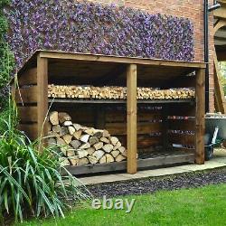 Normanton 4ft Outdoor Wooden Log Store Reversed Roof UK HAND MADE