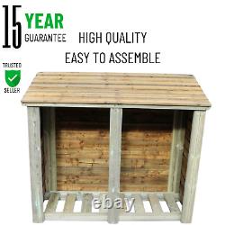 Outdoor Double Bay Wooden Log Store 4X5 15YR ROT GUARANTEE