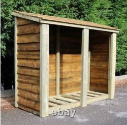 Outdoor Double Bay Wooden Log Store 4X5 15YR ROT GUARANTEE