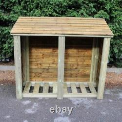 Outdoor Double Bay Wooden Log Store 4X5 15YR ROT GUARANTEE