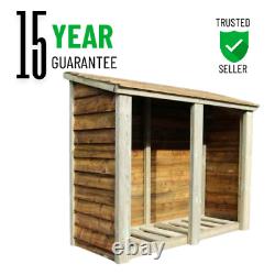 Outdoor Double Bay Wooden Log Store 4X6 15YR ROT GUARANTEE