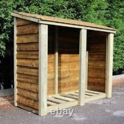 Outdoor Double Bay Wooden Log Store 4X6 15YR ROT GUARANTEE