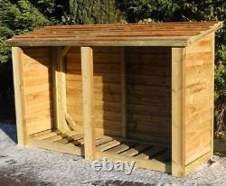 Outdoor Double Bay Wooden Log Store 4X6 15YR ROT GUARANTEE