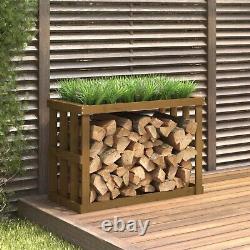 Outdoor Log Holder & Planter Multi Colors Wooden Firewood Stand Solid Wood Pine