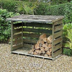 Outdoor Wooden Slatted Timber Log Store Large Pressure Treated Wood Storage