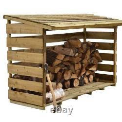 Outdoor Wooden Slatted Timber Log Store Large Pressure Treated Wood Storage