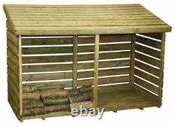 PRESSURE TREATED 6x3 LOG STORE WOODEN DOUBLE LOGSTORE LARGE WOOD 6ft x 3ft