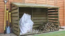 PRESSURE TREATED 6x3 LOG STORE WOODEN DOUBLE LOGSTORE LARGE WOOD 6ft x 3ft