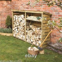 PRESSURE TREATED LOG STORE WOODEN LOGSTORES NEW UN USED WOOD LOGSTORE 7ft x 2ft