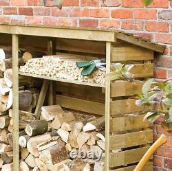 PRESSURE TREATED LOG STORE WOODEN LOGSTORES NEW UN USED WOOD LOGSTORE 7ft x 2ft