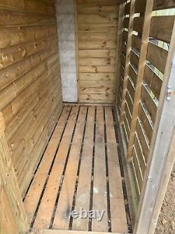 Pressure Treated / tanalised lined wooden apex shed & built in log store custom