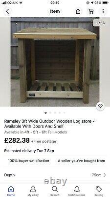 Ramsley 3ft Wide Outdoor Wooden Log Store + Door / Recyle Store
