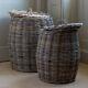 Rattan Lidded Laundry Basket, Kubu Wooden Blanket Log Washing Large Storage Bin