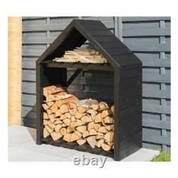 Rowlinson Black Apex Wooden Log Store outdoor water resistant all year