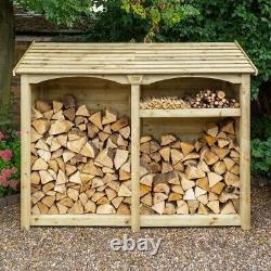 Rowlinson Heritage Double Wooden Log Wood Store Kindling Shelf Garden Storage