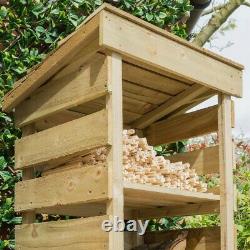 Rowlinson Narrow Wooden Log Wood Store Kindling Shelf Garden Storage