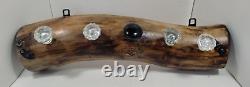 Rustic Coat & Hat Hanger Log & Crystal Doorknob Wall Mounted Handmade 25 long