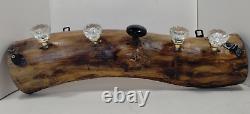 Rustic Coat & Hat Hanger Log & Crystal Doorknob Wall Mounted Handmade 25 long