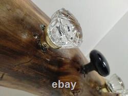 Rustic Coat & Hat Hanger Log & Crystal Doorknob Wall Mounted Handmade 25 long