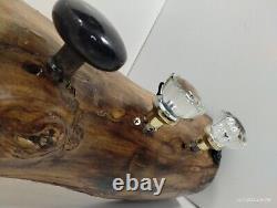 Rustic Coat & Hat Hanger Log & Crystal Doorknob Wall Mounted Handmade 25 long