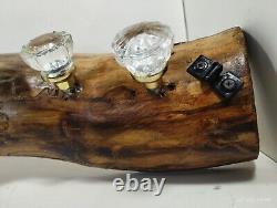 Rustic Coat & Hat Hanger Log & Crystal Doorknob Wall Mounted Handmade 25 long